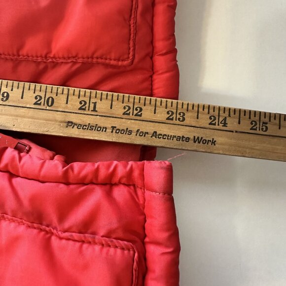 Vtg Chevron Colorblock Puffer Vest Red Orange Yellow Insulated Retro 70s Small - Picture 6 of 11